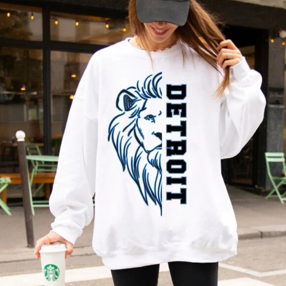 Detroit Lions Sweatshirt Detroit Lions Football Shirt Retro Vintage Unisex - Picture 2 of 2